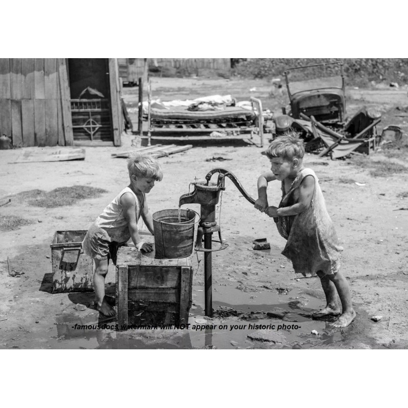 1939 Great Depression Kids PHOTO Oklahoma Migrant Camp Dust Bowl