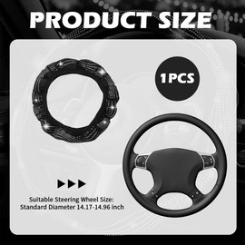 Car Steering Wheel Cover Women,Car Decor Bling Steering Wheel Cover with Ripple Rhinestone Design,Universal Cars Wheels Covers Cars Interior Accessories for 14.17-14.96 Inch