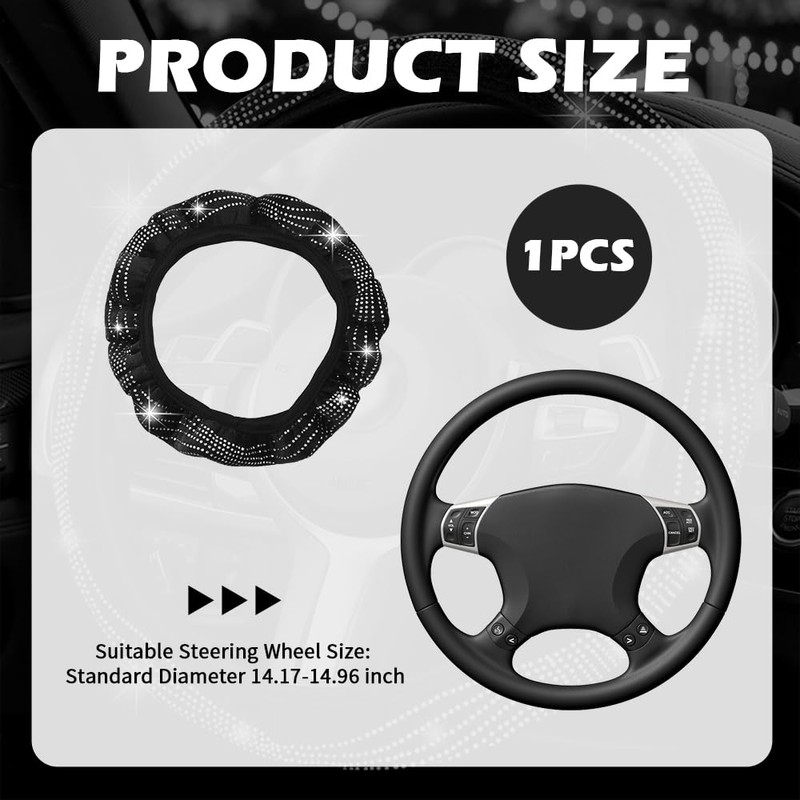 Car Steering Wheel Cover Women,Car Decor Bling Steering Wheel Cover