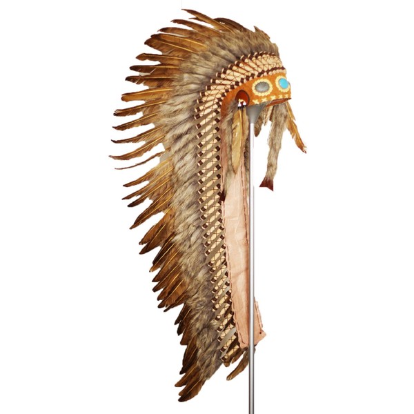 KARMABCN Z34 - Extra Large Turquoise Feather Headpiece (43 Inches Long), brown