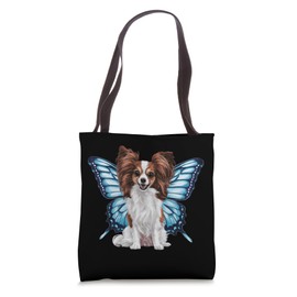 Cartoon Papillon dog with butterfly wings Tote Bag