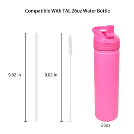 KLOWOAH Replacement Straws Compatible With TAL 26oz Stainless Steel Ranger Water Bottle,6 Pack with 1 Brush