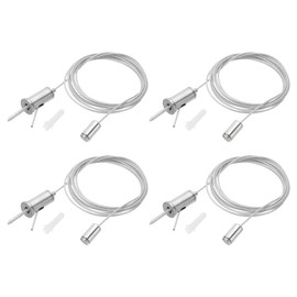 PATIKIL Ceiling Hanging Wire Cable Kit, 2m/6.6ft 4 Set Adjustable Light Suspend Cable Kit Panel Hanging Rope Clamp Slotted Round Nail for Pendant Light Fitting Aquarium Lights, Style 1