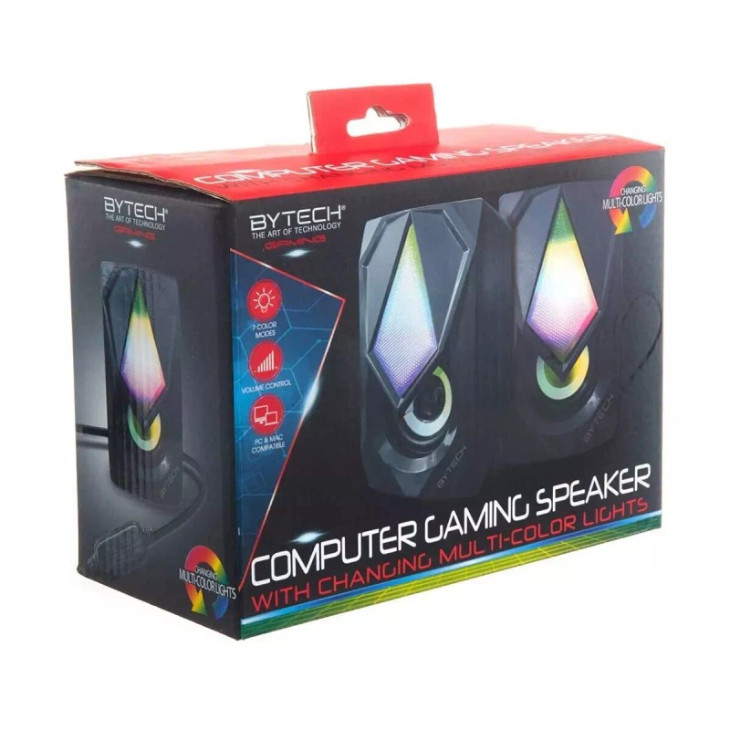 BYTECH COMPUTER GAMING SPEAKERS WITH CHANGING RGB MULTI-COLOR LED LIGHTS