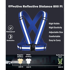 RUISHYY Reflective Running Vest 2-10 Pack, High Visibility Reflective Gear Night Cycling Safety Vest Strap for Men Women Kids, Black+blue, One Size