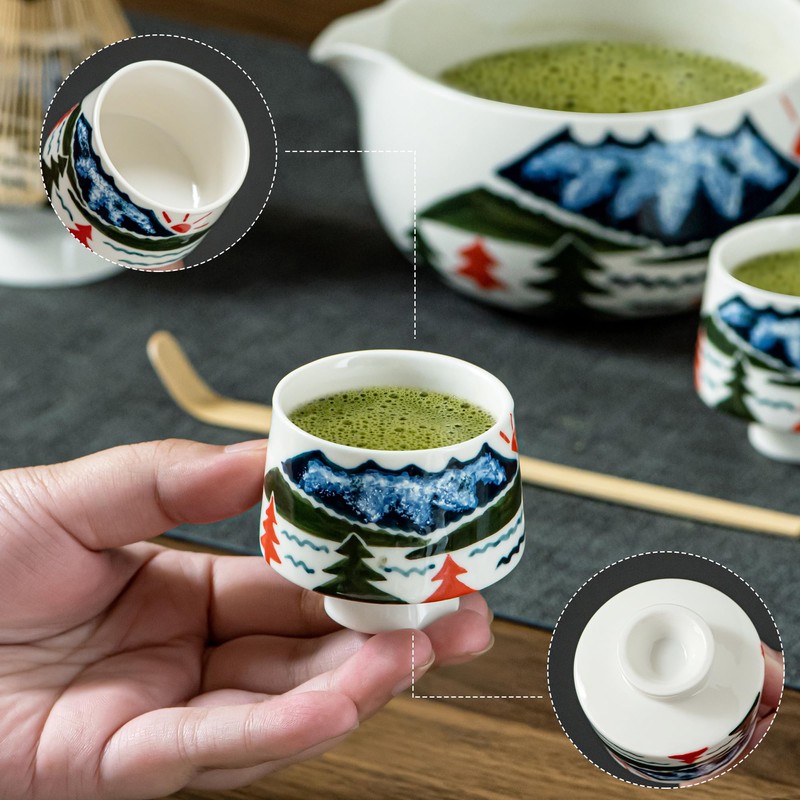 Hijaunatis Fuji Mountain Matcha Bowl Set – 6-Piece Japanese Tea