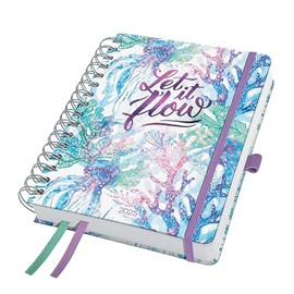 SIGEL J5604 Spiral Calendar Jolie 2025, Underwater Miracles, Approx. A5, Hardcover, Elastic Band, Pen Loop, Slip Pocket, 2 Ribbons, 240 Pages, Vegan, Made from Sustainable Paper, Diary