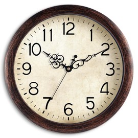 KECYET Wall Clock 10 Inch Vintage Wall Clocks Battery Operated Quartz Silent Non-Ticking Retro Rustic Style Clock Decorative for Kitchen,Bathroom, Living Room, Home Office (Bronze)