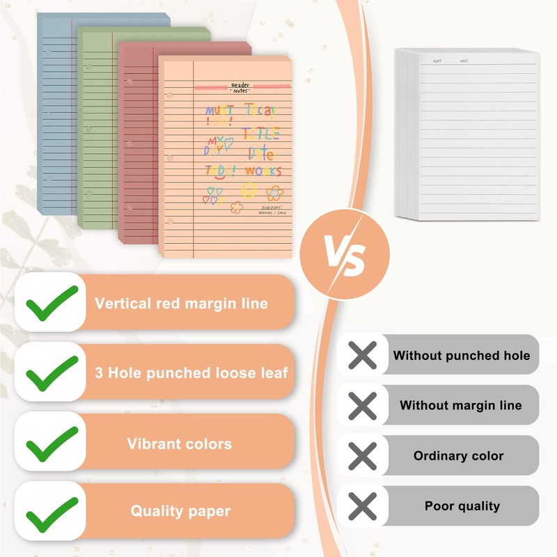 100 Sheets Half Letter Lined Paper 5.5 X 8.5 In