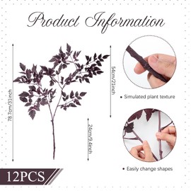 Lyrow 12 Pack 31 Inches Artificial Cimicifuga Plant Leaf Spray Faux Plum Cimicifuga Ramosa Leaf Branch Fall Cimicifuga Stems for Home Vase Table Wedding Farmhouse Mantel Harvest Decor