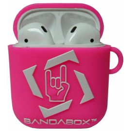 BANDABOX Apple Air Pod Cover by BANDABOX Earbud Case Protective Silicone Rubber Hot Pink