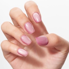 GLAMERMAID Pink Cat Eye Press on Nails Short Square, Handmade Magnet Cat Eye Jelly Gel Glitter Fake Nail Kit, Glitter Pink Medium Stick Acrylic Nails Art on False Nail Manicure Set for Women