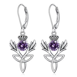 Scottish Thistle Gifts Scottish Thistle Earrings for Women Sterling Silver Leverback Earrings Dangle Jewelry