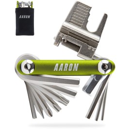 AARON Tool 20 in 1 Multitool - Bicycle Multifunctional Tool Made of Stainless Steel/Aluminium - Foldable Mini Bicycle Tool with Many Functions - Practical Bike Tool in Green