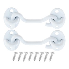 75mm Cabin Hook and Eye Latch Lock Shed Gate Door Catch Silent Holder Stainless Steel White 3inch 2Pcs