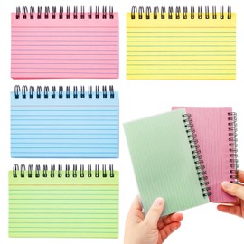 Flash Cards 200 Sheets Revision Cards, 4Pcs Multicolor Index Cards Lined Record Cards, 5 x 3 Inch Spiral Note Taking Paper Coloured Tearable Revision Study Cards for School Learning Memory