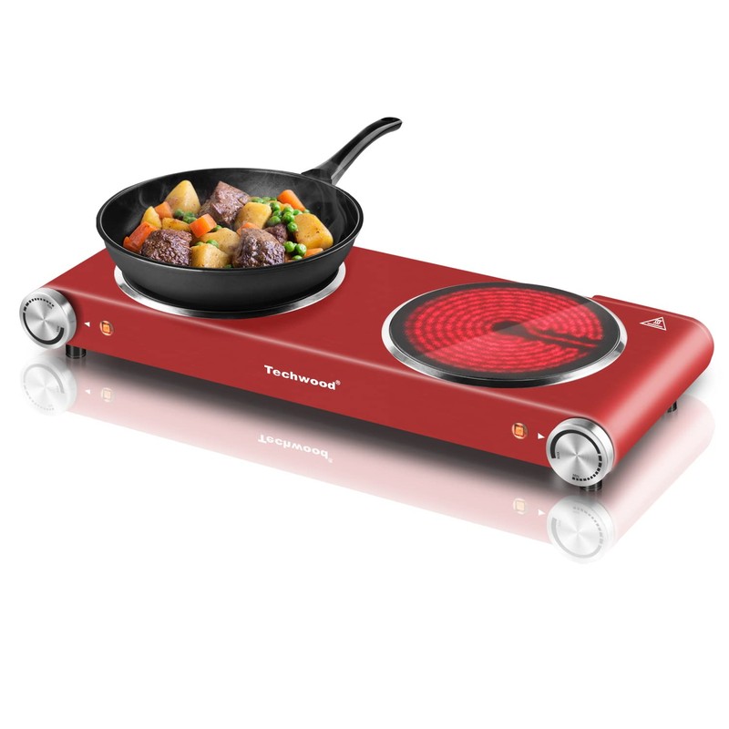 Hot Plate, Techwood 1800W Dual Electric Stoves, Countertop Stove Double