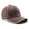 Gorra de béisbol de piel sintético clásico lavada, unisex, color
