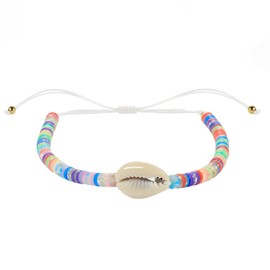 C·QUAN CHI Colorful Heishi Bracelets Women Gold Shell Adjustable Wrap Bracelets Heart Shape Bracelets