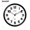 Sharp Atomic Analog Wall Clock - 12" Black Stylish Frame