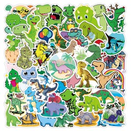 50 Cute Cartoon Dinosaur Stickers for Kids, Waterproof Dino Stickers for Stroller Scooter Scrapbook Skateboard Laptop, Boys Girls Gift Party Bag Filler