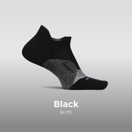 Feetures Elite Light Cushion No Show Tab Ankle Socks - Sport Sock with Targeted Compression - New Black, S (6 Pair)