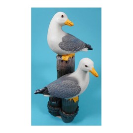 Two Seagull on Bollard 17 cm Sea Bird Sea Maritime Decoration GRF 39.2994 B