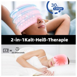 Voarge Migräne Maske, Wiederverwendbar 2 in 1 Schlafmaske, Kopfschmerzen Kühlpads Gel, Migräne Haube Für Geschwollene Augen, Verspannungen, Sinus & Stressabbau, Männer & Frauen
