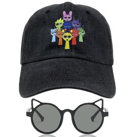 OULCLKH Cute Cartoon Baseball Cap,Sprunk Unisex Baseball Cap,Beach Sun Hat,Adjustable Duck Tongue Hat,Sunglasses, Quirky Glasses,Cute and Quirky Accessories Black