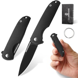 DRACHENADER Small Pocket Knife, 4.96" EDC Mini Folding Knives 2" Drop Point Blade 5Cr13MoV Stainless Steel, Compact Tool, Gifts for Men Dad for Everyday Carry, Full Black