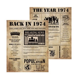 Back in 1974 Birthday Poster UK Unframed, 50th Birthday Gifts for Women Men, Happy 50th Birthday Decoration Supplies Wedding Anniversary Ideas Card