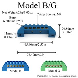 2Pcs Terminal Grounding Bar 6 Positions Brass Wire Screw Terminal Bus Bar Block Grounding Strip Green Shell for Electrical Distribution
