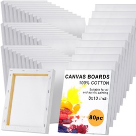 Thenshop Stretched Canvas for Painting 10 oz Triple Primed 100% Cotton White Blank Canvas Bulk Art Canvases for Painting Acrylics Pouring Oil Paint Party Supplies(80 Pieces,8 x 10 Inch)