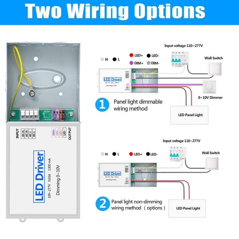LED Driver Box for 2x4 Panel Lights, 100-240VAC to 25-42VDC