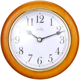 Acctim Maine Wall Clock Quartz Wood Frame Gold Bezel Cherry 20cm 24170