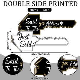 Real Estate Key-Shaped Sold Sign Double-Sided Real Estate Agent Stand Supplies Social Media Photo Prop Said Yes to The Address Sold Sign for Agent House Owners Home Open and Closing