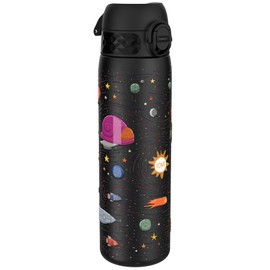ION8 Vacuum Insulated Steel Water Bottle, 500 ml/18 oz, Leak Proof, Easy to Open, Secure Lock, Dishwasher Safe, Fits Cup Holders, Carry Handle, Scratch Resistant, Metal Water Bottle, Spaceships Design