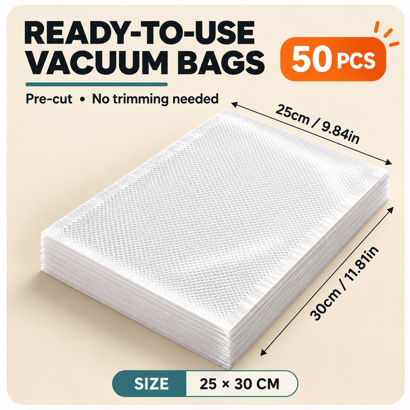50-Pack Vacuum Food Storage Bags for Food Preservation – Reusable
