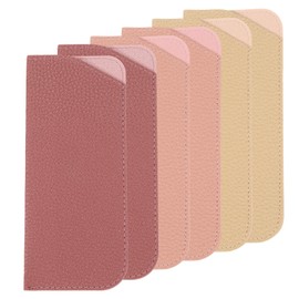 HARFINGTON 6pcs Sunglass Case Soft Leather Sunglass Pouch Portable Eyeglass Case Travel Glasses Bag for Women Men, Pink Purple Beige