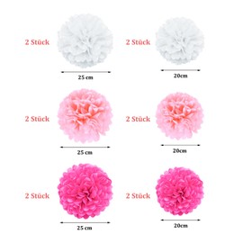 ENLACE Tissue Paper Pompoms, Pack of 12 Pink White Decorative Tissue Paper Pompoms for Wedding, Decorative Paper Flower Pom Poms Paper, Hanging Paper Pom Poms for Wedding, Birthday, Christening, Girls