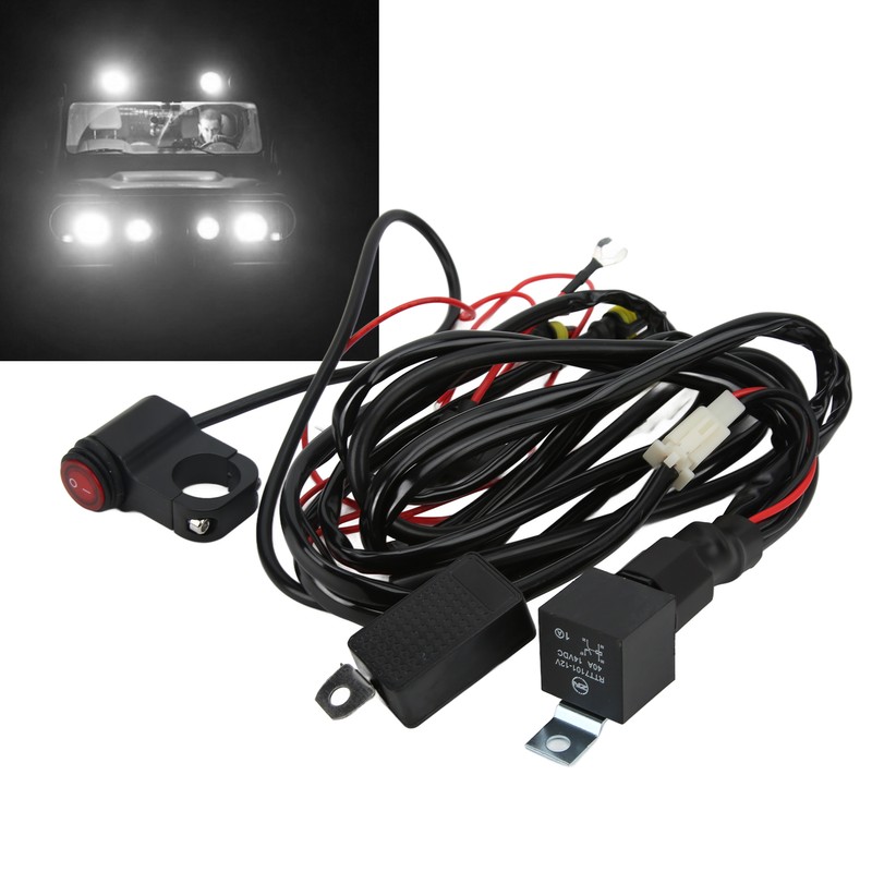 13ft LED Light Switch Wiring Harness 14AWG 1‑to‑2 with Relay
