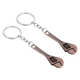PATIKIL Mini Spanner Wrench Keychain, 2 Pack Multifunctional Hardware Tool Key Chain Creative Convenient Pocket Tools Keychain for Wrench Spanner Claw Key Ring, Bronze Red