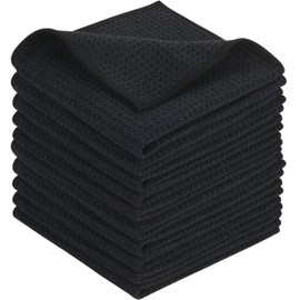 KinHwa Dish Cloths Black Dish Cloth Waffle Cloth Microfibre Cloth Washable Dish Cloths for Kitchen Thick Cleaning Cloths Lint-Free 30 cm x 30 cm Pack of 10