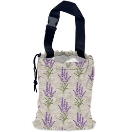 NHNXHWIA Lavender Flower Car Trash Bag,Hanging Drawstring Car Garbage Bag,Waterproof Canvas Car Back Seat Organizer with Adjustable Buckle,for Vehicles,SUVs,Camping,Road Trips