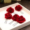 Beaupretty 6 Pieces Wedding Updo Hairpins Red Rose Flower Hair