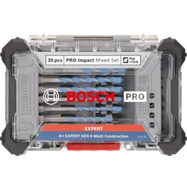 Bosch 35x PRO Impact Mixed Set, 35-Piece (for Concrete, Soft Tiles, 200 x 107 mm, Professional Accessories Screwdriver, Screwdriver)