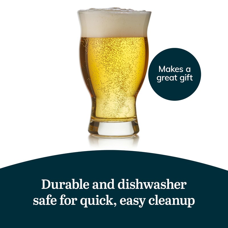 Libbey Craft Brews Nucleated Pint Beer Glasses, Dishwasher Safe Pint
