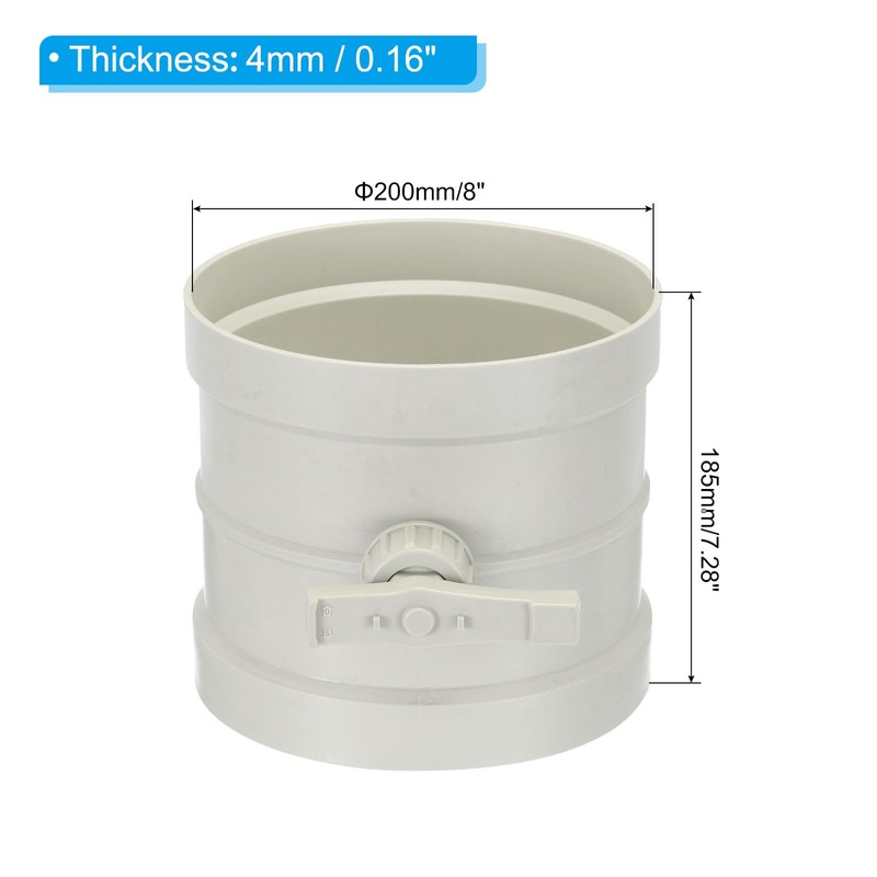 PATIKIL 8" HVAC Duct Manual Volume Damper, PP Adjustment Flame