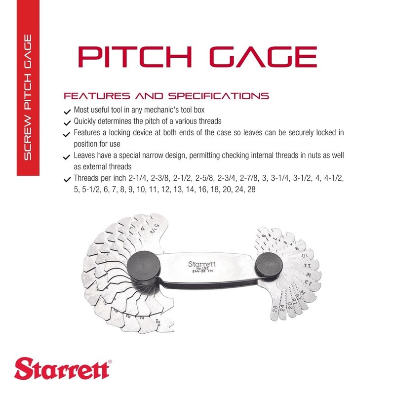 Starrett 155 Calibrador de Rosca 27 Hojas con Seguro, 60