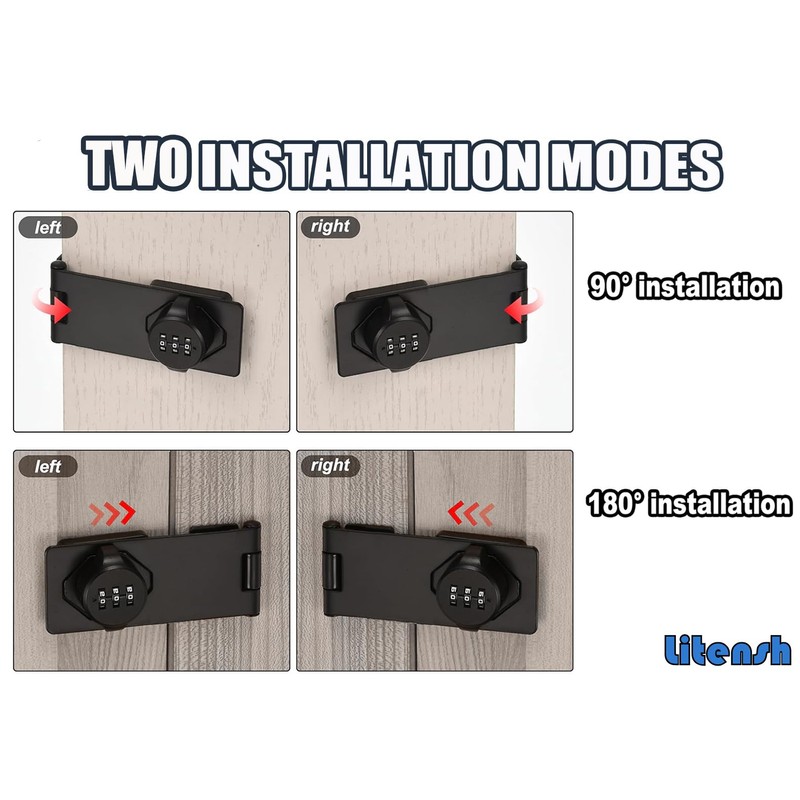 Litensh Password Lock for Household Cabinets, Hasp Lockable, Security Hasp,